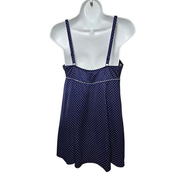 LL Bean Empire Swim Dress Navy/White Polka Dots Size 14 - Picture 4 of 8